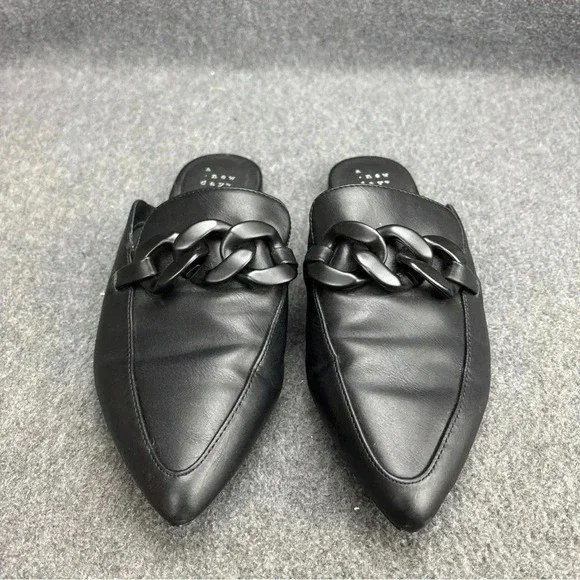 A New Day Women's Amber Slip-On Mule Flats Loafer Black Chain Size 7.5 EUC - Picture 5 of 8